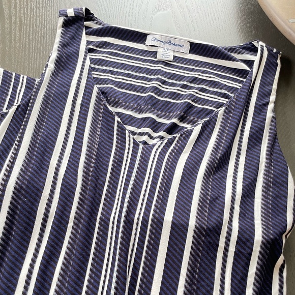 Tommy Bahama Maxi Dress- Navy Blue and White Striped Size Small - Picture 8 of 9